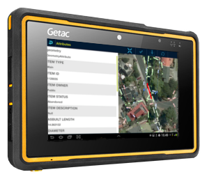 Getac tablet displaying a map and asset information in Augview.
